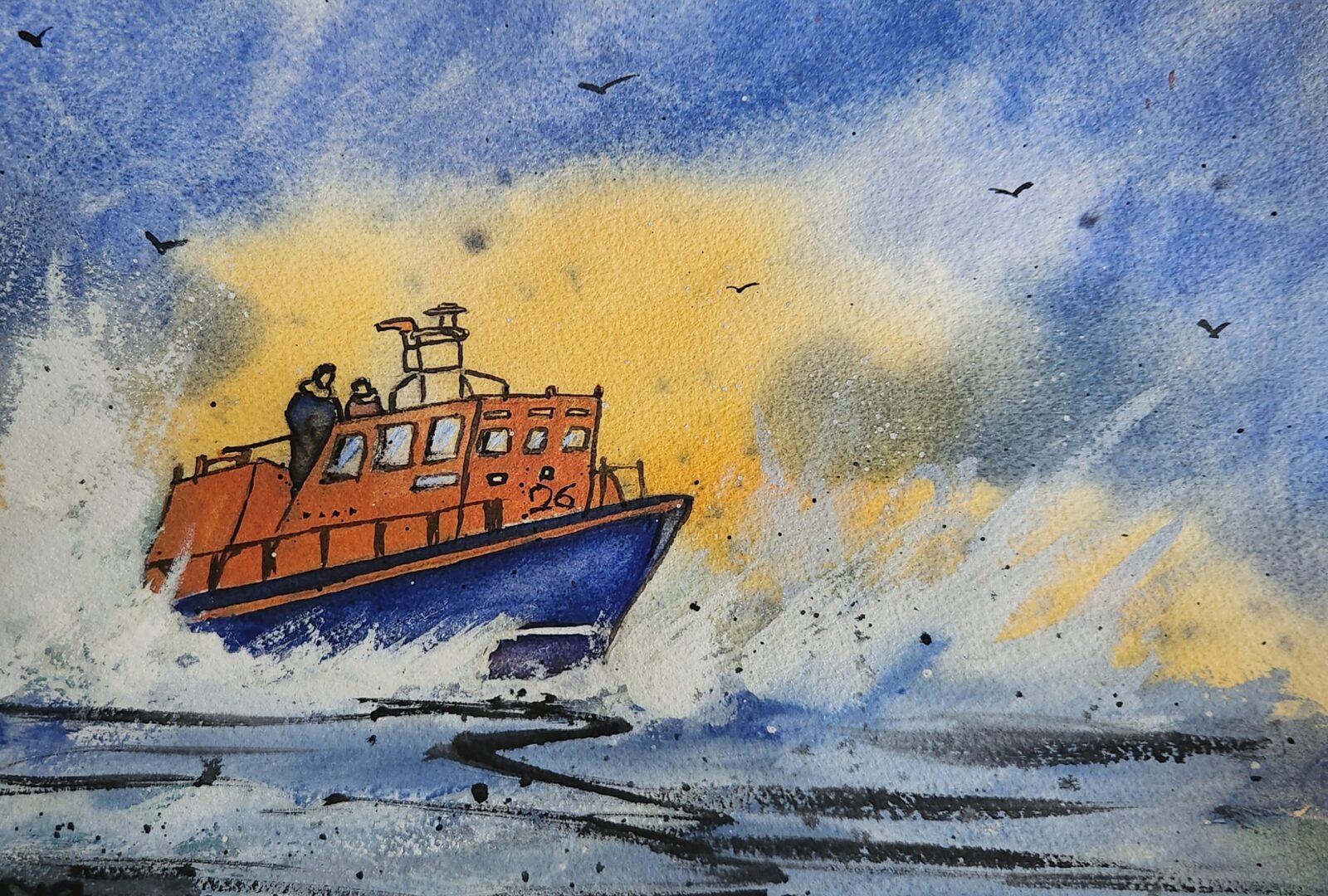 Charity boat watercolour painting