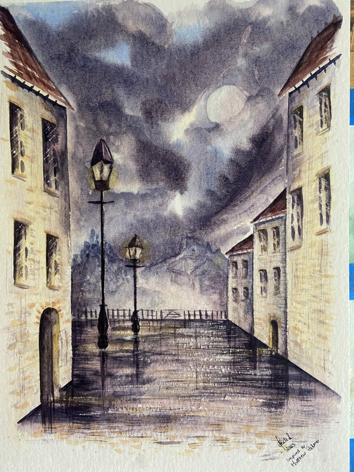 Moonlit street With buildings