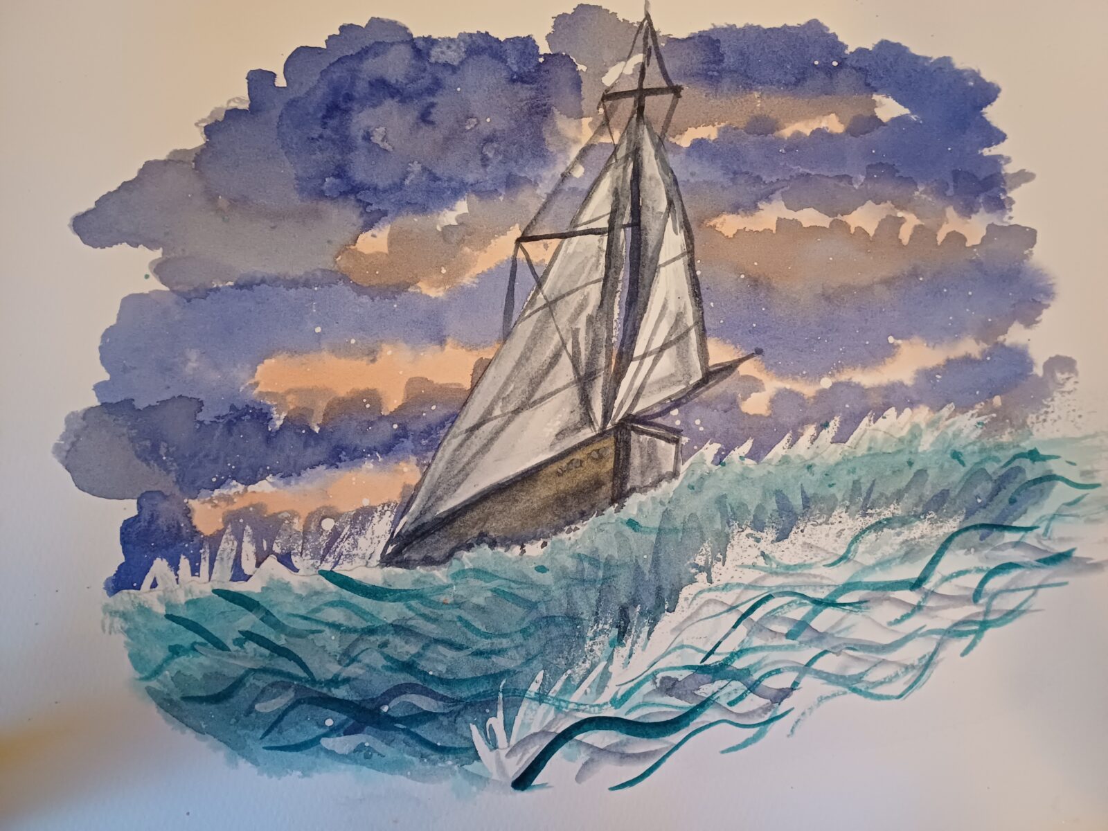 boat on stormy sea