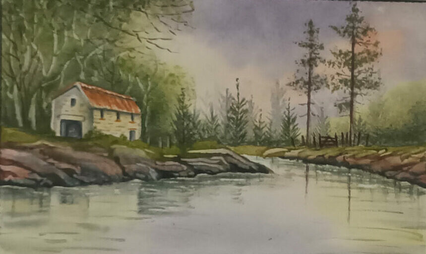 house by a beautiful lake