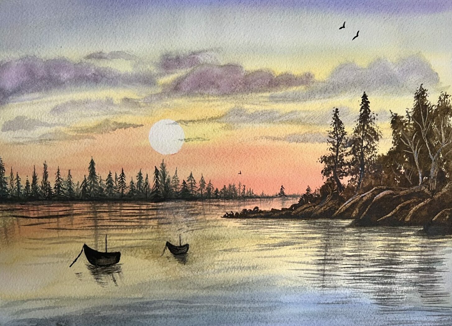 Sunset by the lake