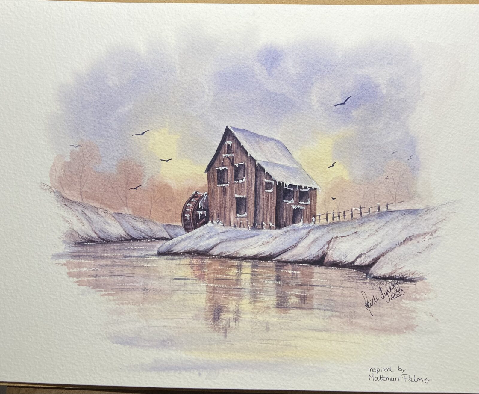 Water Mill with frozen lake