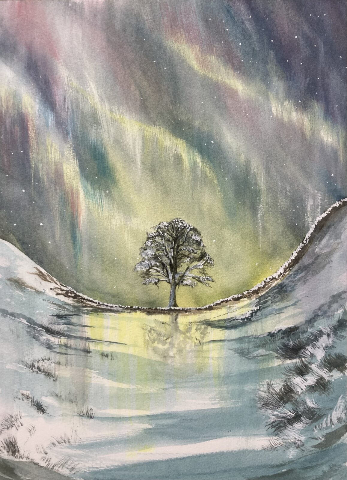 Night Lights Over Sycamore Gap