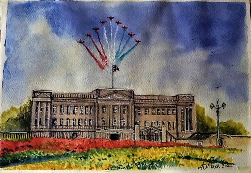Red Arrows fly over Buckingham Palace
