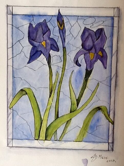 Stained glass window Irises
